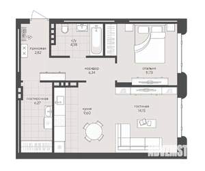1-к квартира, вторичка, 55м2, 5/8 этаж