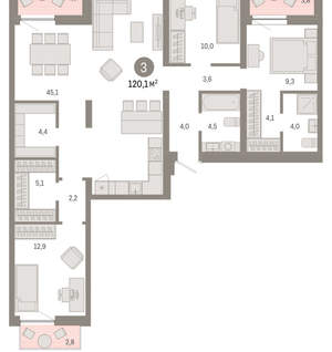 3-к квартира, вторичка, 120м2, 8/17 этаж