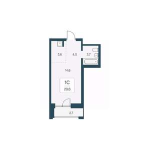 Студия квартира, вторичка, 29м2, 13/22 этаж