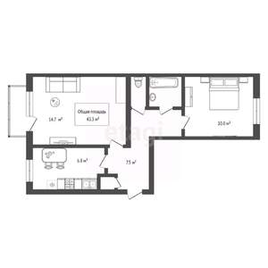 2-к квартира, вторичка, 43м2, 3/5 этаж