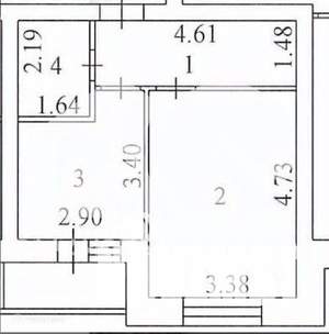 1-к квартира, вторичка, 35м2, 3/9 этаж