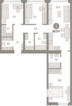 3-к квартира, вторичка, 87м2, 6/7 этаж