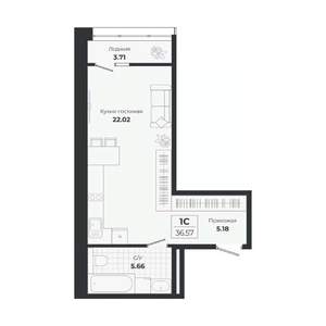 Студия квартира, строящийся дом, 33м2, 7/9 этаж