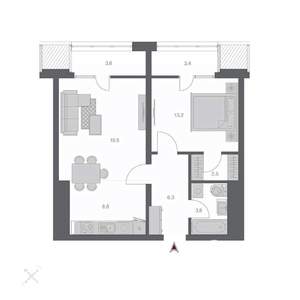 2-к квартира, строящийся дом, 60м2, 14/24 этаж