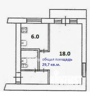 1-к квартира, вторичка, 30м2, 5/5 этаж