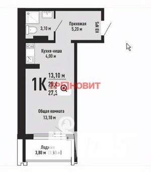 1-к квартира, вторичка, 27м2, 16/17 этаж