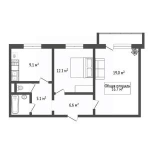 2-к квартира, вторичка, 56м2, 8/10 этаж