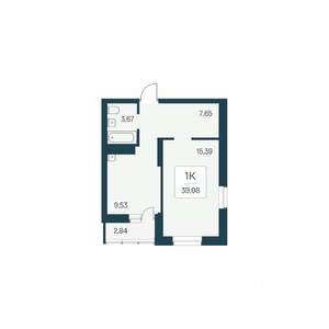 1-к квартира, вторичка, 39м2, 13/24 этаж