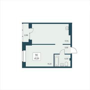 1-к квартира, вторичка, 42м2, 18/25 этаж