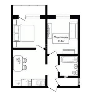 2-к квартира, вторичка, 43м2, 9/17 этаж