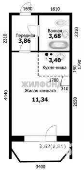 1-к квартира, вторичка, 22м2, 11/17 этаж