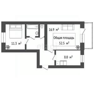 2-к квартира, вторичка, 53м2, 3/5 этаж