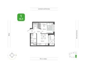1-к квартира, вторичка, 36м2, 3/11 этаж