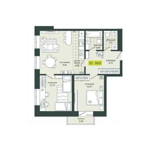 3-к квартира, вторичка, 67м2, 10/25 этаж