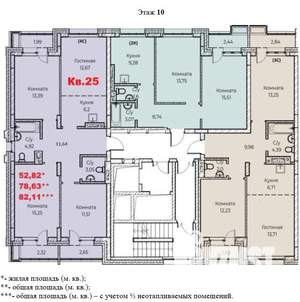 4-к квартира, вторичка, 82м2, 10/17 этаж