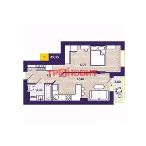 1-к квартира, вторичка, 50м2, 5/26 этаж