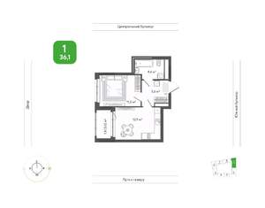 1-к квартира, вторичка, 36м2, 13/14 этаж