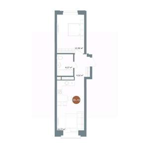 1-к квартира, вторичка, 38м2, 9/9 этаж