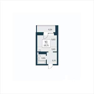 Студия квартира, вторичка, 27м2, 12/25 этаж