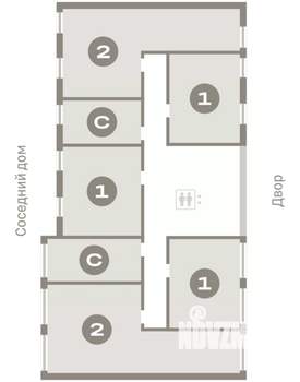 2-к квартира, вторичка, 68м2, 5/6 этаж