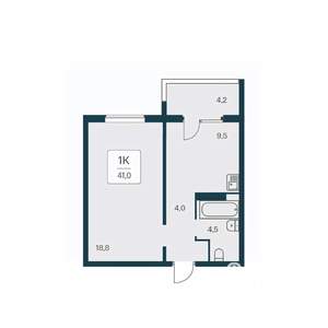 1-к квартира, вторичка, 41м2, 17/17 этаж