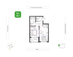 2-к квартира, вторичка, 41м2, 2/11 этаж