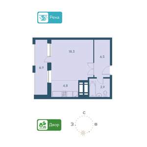 1-к квартира, строящийся дом, 37м2, 10/26 этаж