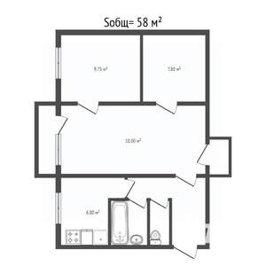 3-к квартира, вторичка, 58м2, 1/5 этаж