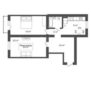 2-к квартира, вторичка, 69м2, 3/6 этаж