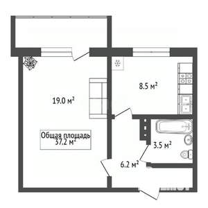 1-к квартира, вторичка, 37м2, 7/10 этаж