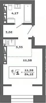 Студия квартира, вторичка, 24м2, 25/25 этаж