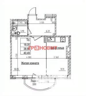 1-к квартира, вторичка, 40м2, 12/16 этаж
