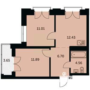 2-к квартира, строящийся дом, 48м2, 17/24 этаж