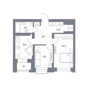 2-к квартира, вторичка, 53м2, 17/25 этаж