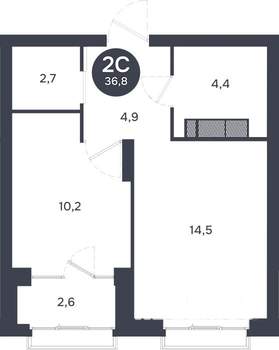 1-к квартира, строящийся дом, 37м2, 8/17 этаж