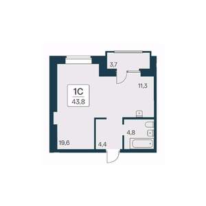 Студия квартира, вторичка, 44м2, 9/11 этаж