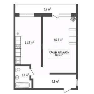 Студия квартира, вторичка, 39м2, 6/10 этаж