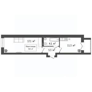 1-к квартира, вторичка, 35м2, 3/3 этаж
