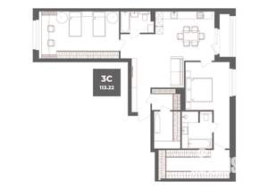 3-к квартира, вторичка, 113м2, 2/19 этаж