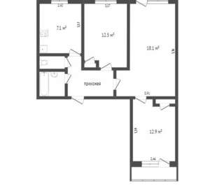 3-к квартира, вторичка, 86м2, 7/9 этаж