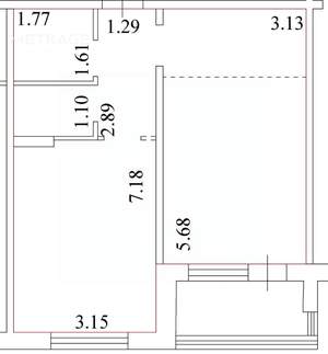 1-к квартира, вторичка, 40м2, 1/10 этаж