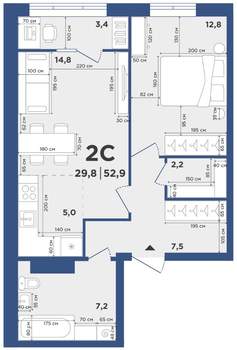 2-к квартира, вторичка, 53м2, 6/9 этаж