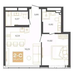 3-к квартира, вторичка, 55м2, 24/24 этаж