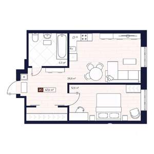 2-к квартира, вторичка, 48м2, 12/12 этаж
