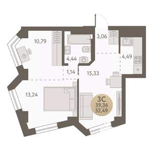 3-к квартира, вторичка, 52м2, 5/31 этаж