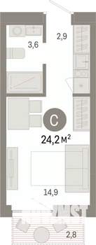 Студия квартира, вторичка, 24м2, 5/8 этаж