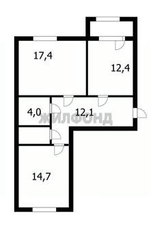 2-к квартира, вторичка, 62м2, 7/9 этаж