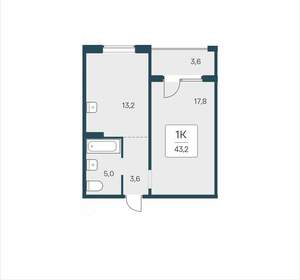1-к квартира, вторичка, 43м2, 7/17 этаж