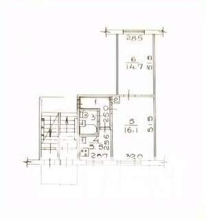 2-к квартира, вторичка, 44м2, 1/5 этаж