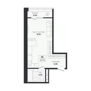 Студия квартира, строящийся дом, 29м2, 9/9 этаж